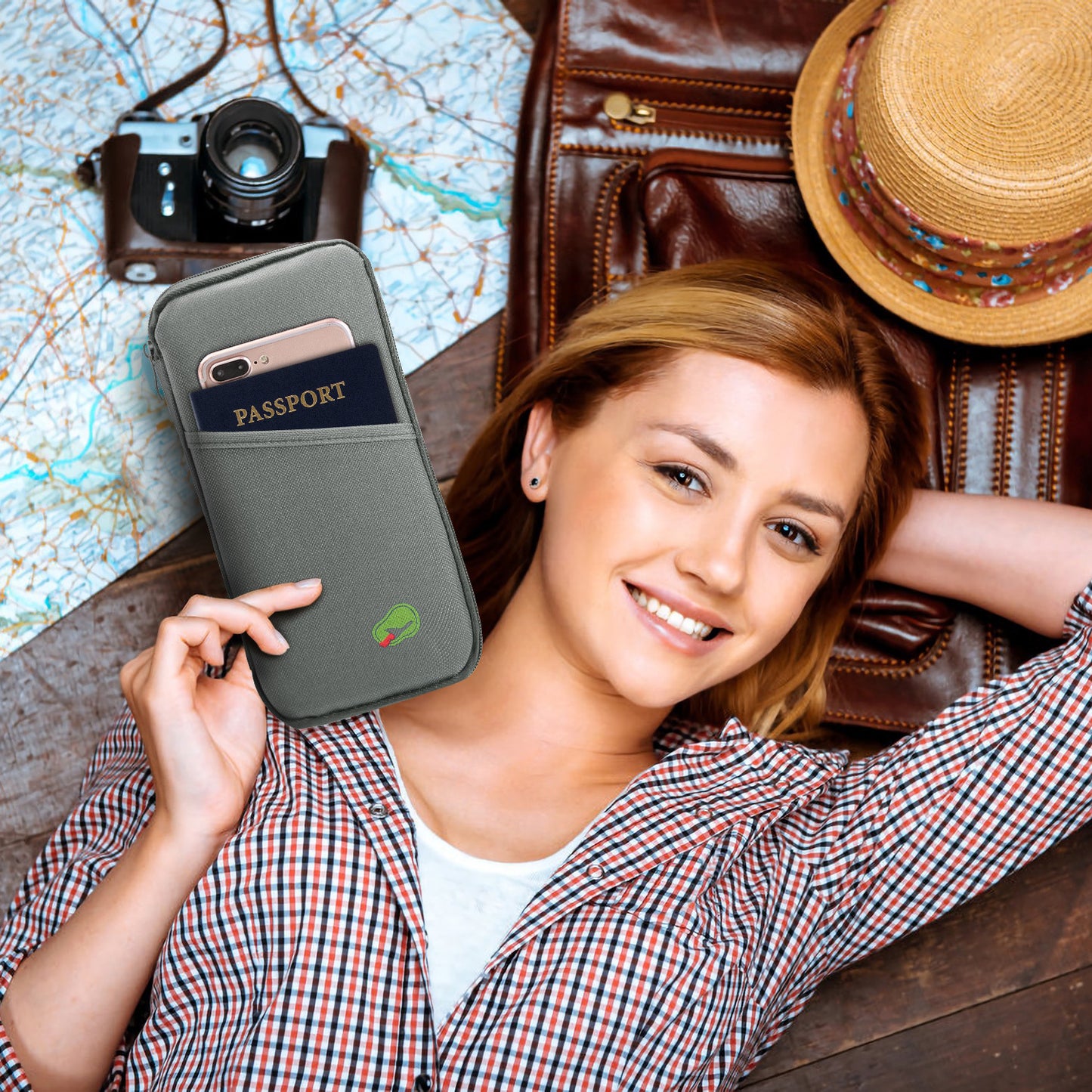 1Pc Travel Passport Wallet 12Cells Ticket ID Credit Card Holder Water Repellent Documents Phone Organizer Zipper Case Business Trip Daily Use